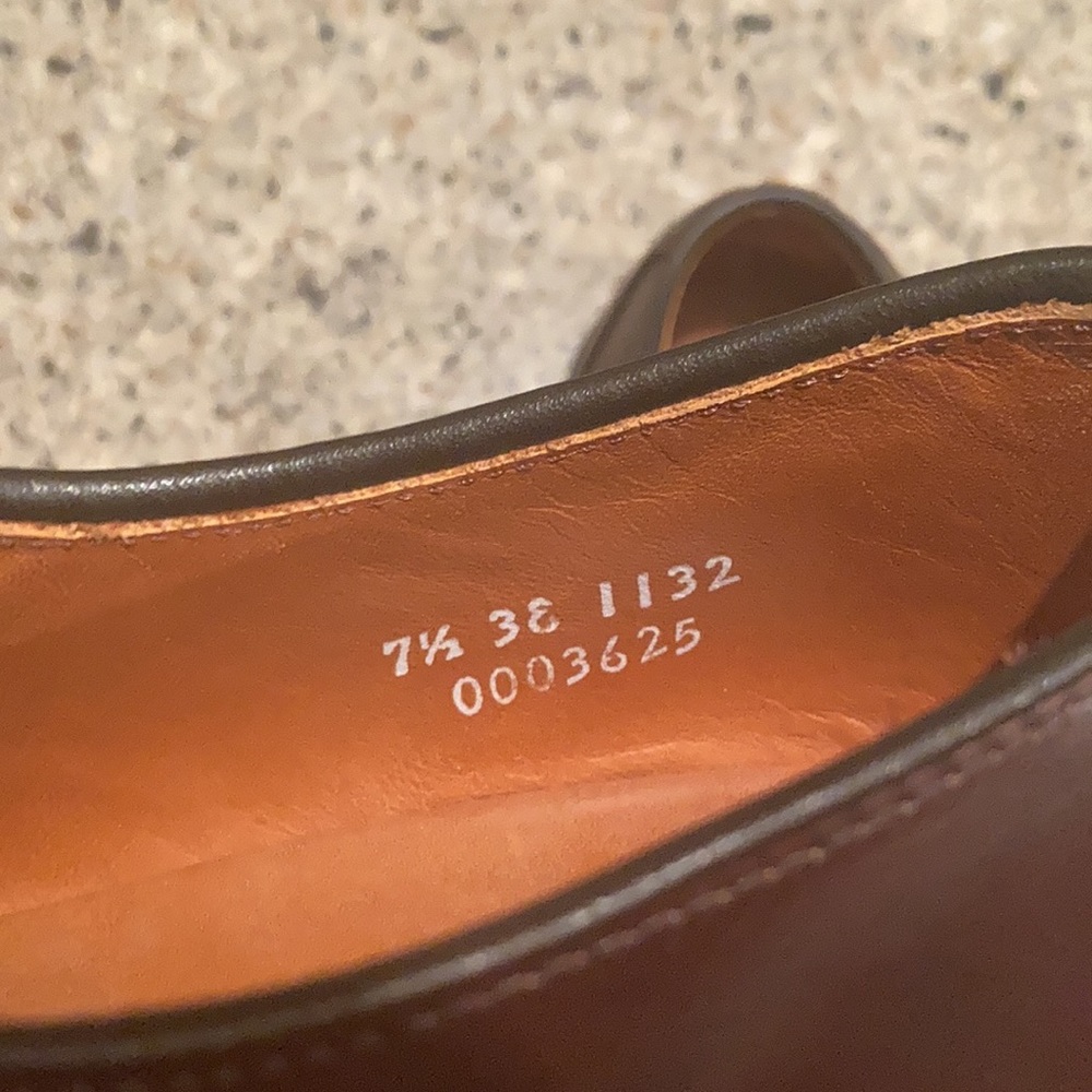 Size 7.5 EEE Allen Edmonds Burton Blucher Shoes Brown Leather - Picture 7 of 11